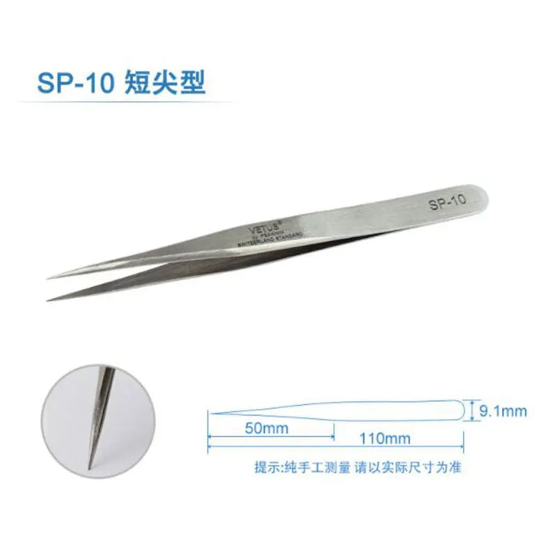 Vetus Stainless Steel Eyelash Tweezer High Precision Anti Acid Makeup Tweezers for Eyelashes Extension Supplies