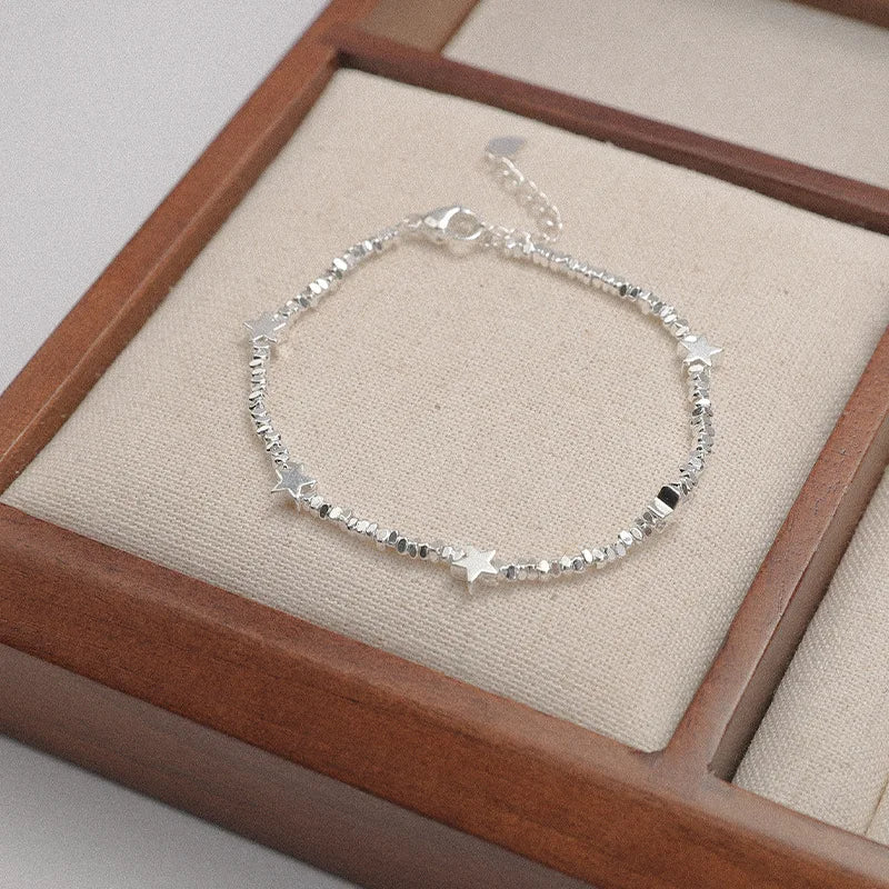 Broken Silver Geometric Star Charm Bracelet Girls New Collection Light Simple Sterling Silver Bracelet Jewelry Designer