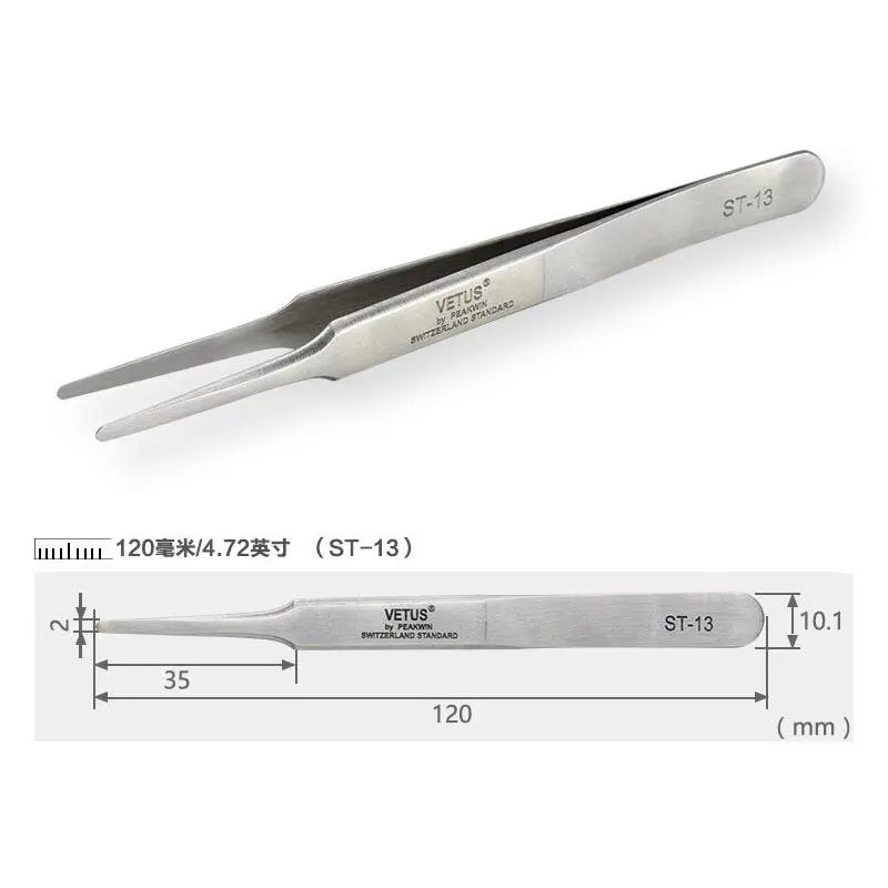 Vetus Stainless Steel Eyelash Tweezer High Precision Anti Acid Makeup Tweezers for Eyelashes Extension Supplies