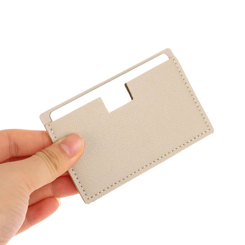 【Portable Mini Unbreakable Makeup Mirror Shatterproof Pocket Cosmetic Mirror PU Leather Stainless Steel Card】