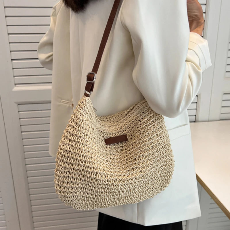 Ladies Crossbody Bag Fashion Straw Beach Holiday Shopping Woven Shoulder High-Capacity Handbag Messenger Purses For Women Bags