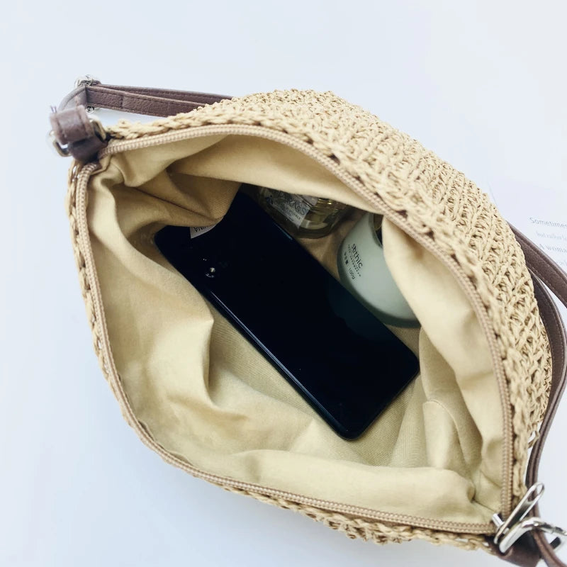 Ladies Crossbody Bag Fashion Straw Beach Holiday Shopping Woven Shoulder High-Capacity Handbag Messenger Purses For Women Bags