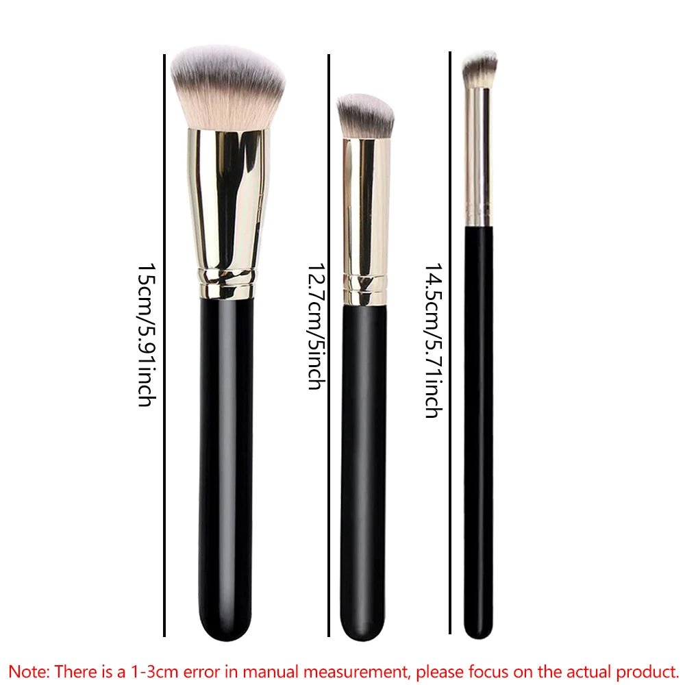 3PCS Makeup Brushes Kit Foundation Brush Flawless Concealer Brush Professional Contour Blush For Blending Liquid Powder Tools