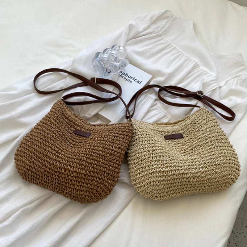 Ladies Crossbody Bag Fashion Straw Beach Holiday Shopping Woven Shoulder High-Capacity Handbag Messenger Purses For Women Bags