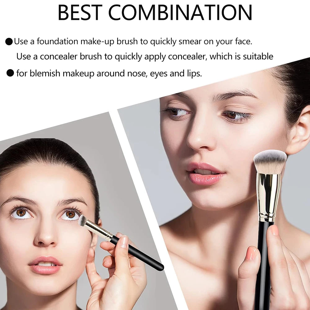 3PCS Makeup Brushes Kit Foundation Brush Flawless Concealer Brush Professional Contour Blush For Blending Liquid Powder Tools
