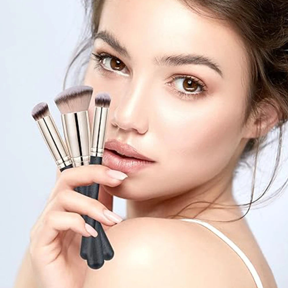 3PCS Makeup Brushes Kit Foundation Brush Flawless Concealer Brush Professional Contour Blush For Blending Liquid Powder Tools