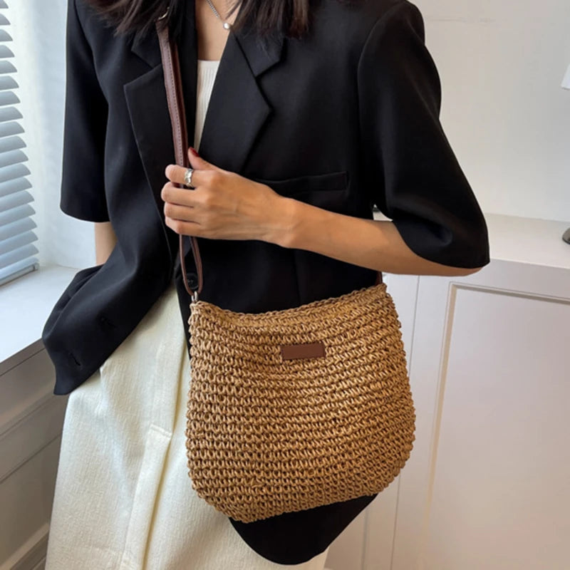 Ladies Crossbody Bag Fashion Straw Beach Holiday Shopping Woven Shoulder High-Capacity Handbag Messenger Purses For Women Bags