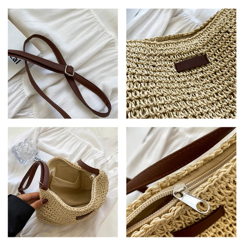 Ladies Crossbody Bag Fashion Straw Beach Holiday Shopping Woven Shoulder High-Capacity Handbag Messenger Purses For Women Bags