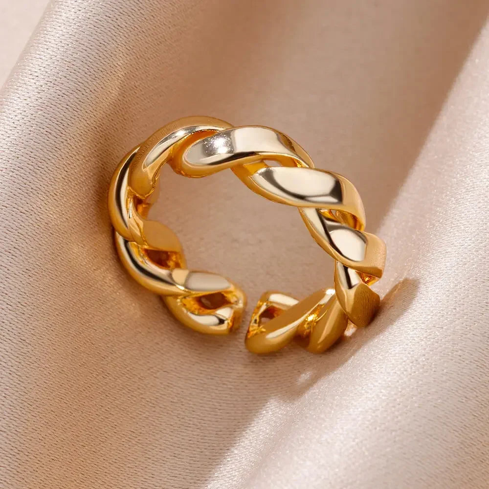 Stainless Steel Rings for Women Aesthetic Heart Gold Color Wedding Ring Vintage Waterproof Wedding Jewelry Prom Accessories Gift