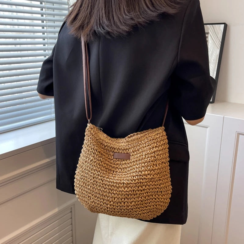 Ladies Crossbody Bag Fashion Straw Beach Holiday Shopping Woven Shoulder High-Capacity Handbag Messenger Purses For Women Bags