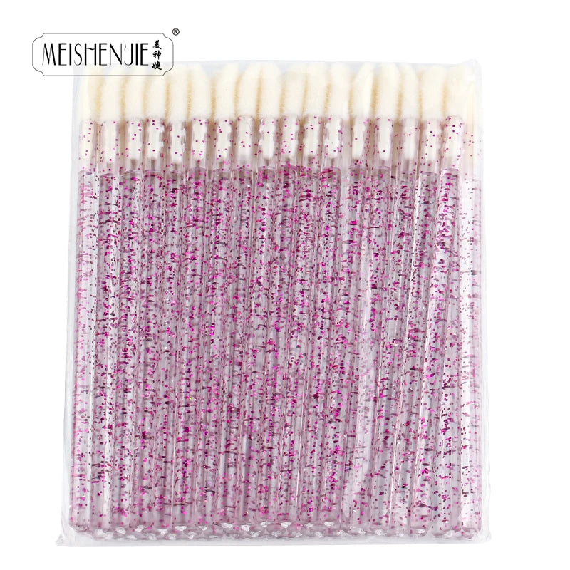 50 Pcs Lip Brush Crystal Eyelash Extension Brushes Mascara Applicator Lipstick Wands Set Women MakeUp Brushes Tools