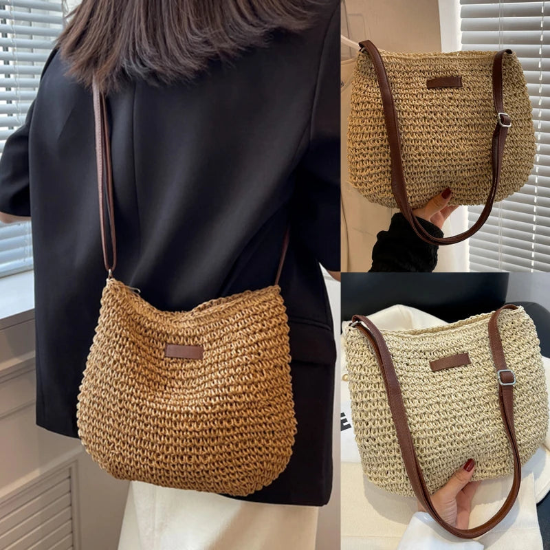 Ladies Crossbody Bag Fashion Straw Beach Holiday Shopping Woven Shoulder High-Capacity Handbag Messenger Purses For Women Bags