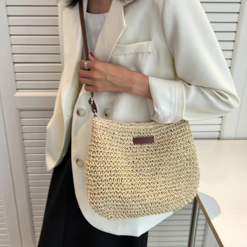 Ladies Crossbody Bag Fashion Straw Beach Holiday Shopping Woven Shoulder High-Capacity Handbag Messenger Purses For Women Bags