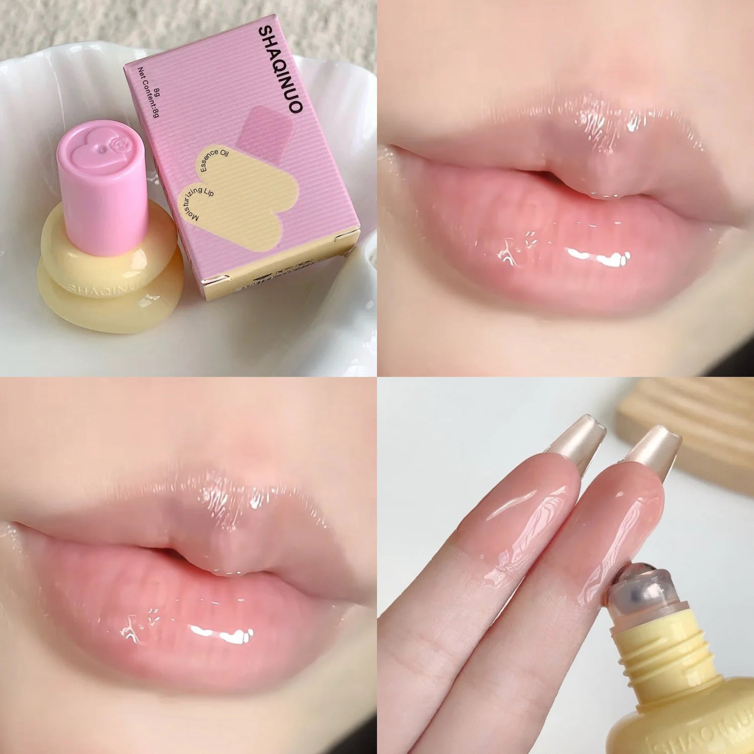 SHAQINUO Roll-on Moisturizing Lip Essence Oil Lip Balm Lip Gloss Hydrating Reduce Lip Lines Primer Lip Lipstick Lip Care