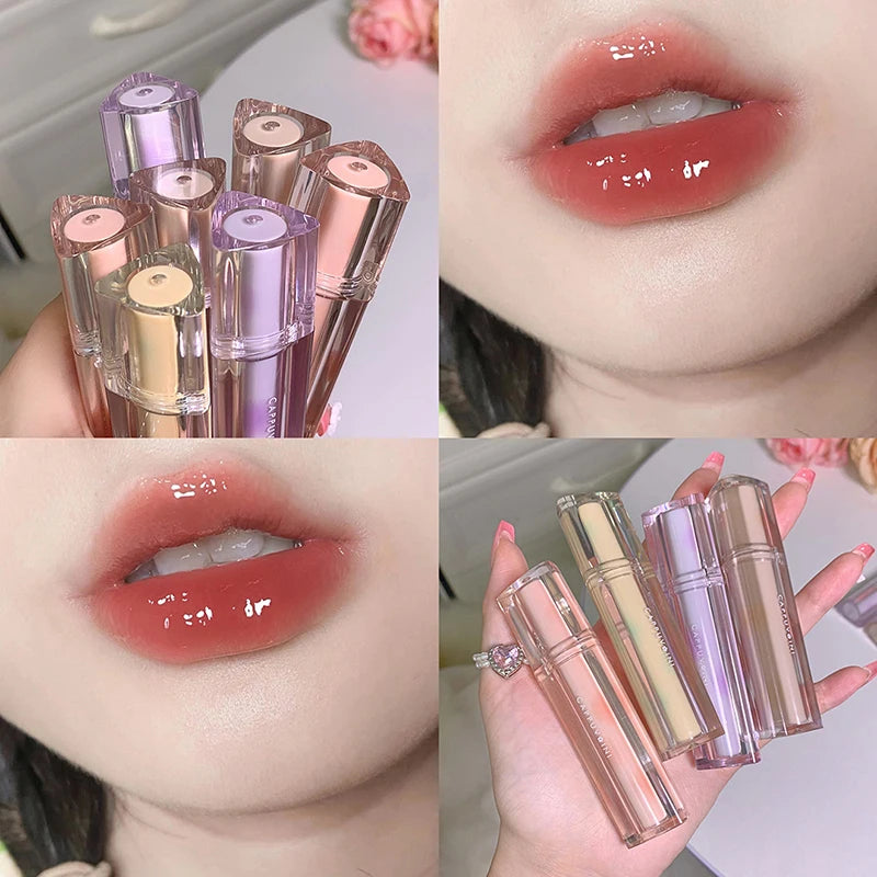1Pc Iced Tea Mirror Lip Glaze | Watery Shine | Waterproof Long-wear | Clear Jelly Lipstick | Women’s Lip Makeup Cosmetic