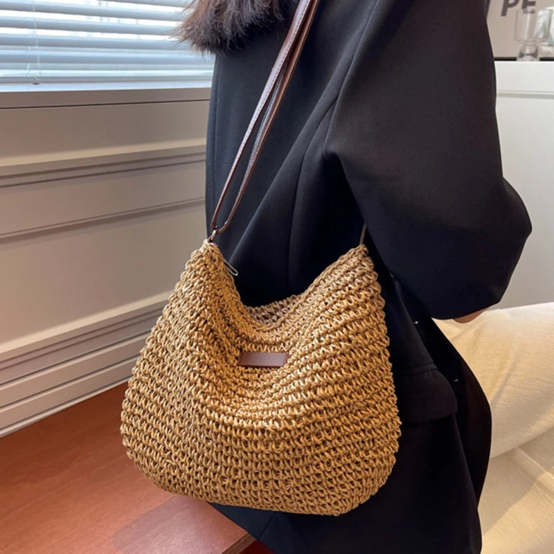 Ladies Crossbody Bag Fashion Straw Beach Holiday Shopping Woven Shoulder High-Capacity Handbag Messenger Purses For Women Bags