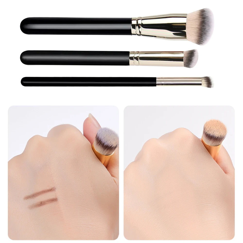 3PCS Makeup Brushes Kit Foundation Brush Flawless Concealer Brush Professional Contour Blush For Blending Liquid Powder Tools