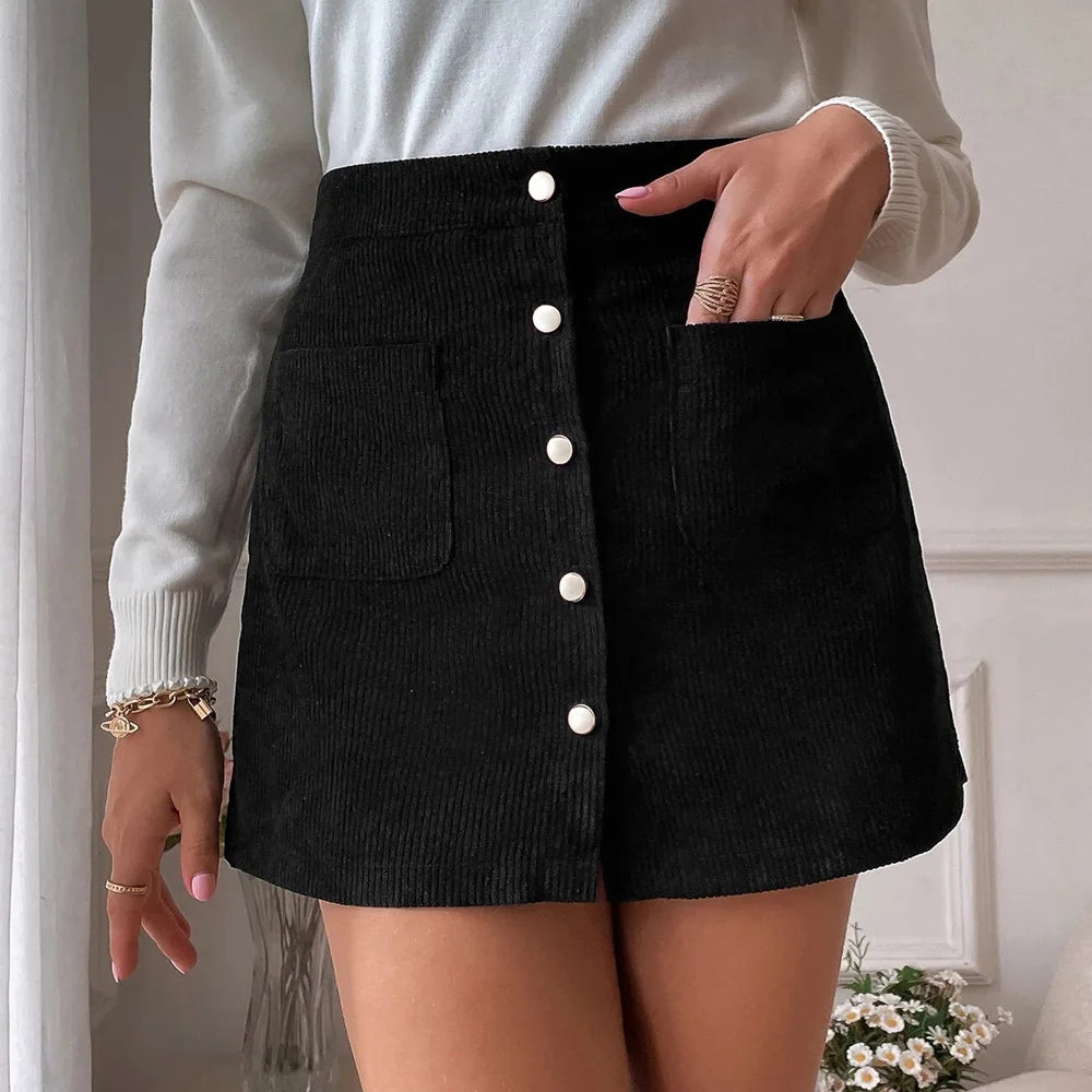 Women Skirts New Corduroy Package Buttocks Short Skirt 2023 Autumn Winters Pure Color women's Clothing Casual Vestidos WSL5135