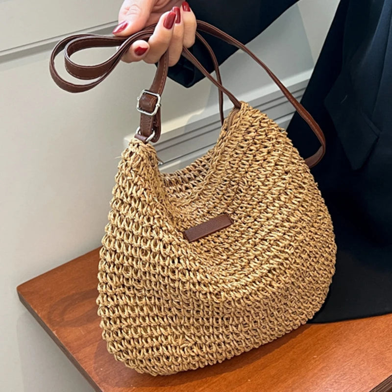 Ladies Crossbody Bag Fashion Straw Beach Holiday Shopping Woven Shoulder High-Capacity Handbag Messenger Purses For Women Bags