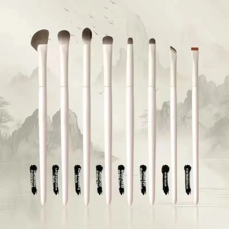 Cloud Porcelain Eye Brush Set 8 Pieces White Makeup Brush Detail Knife Edge Eyeshadow Brush for Eye Beauty Health