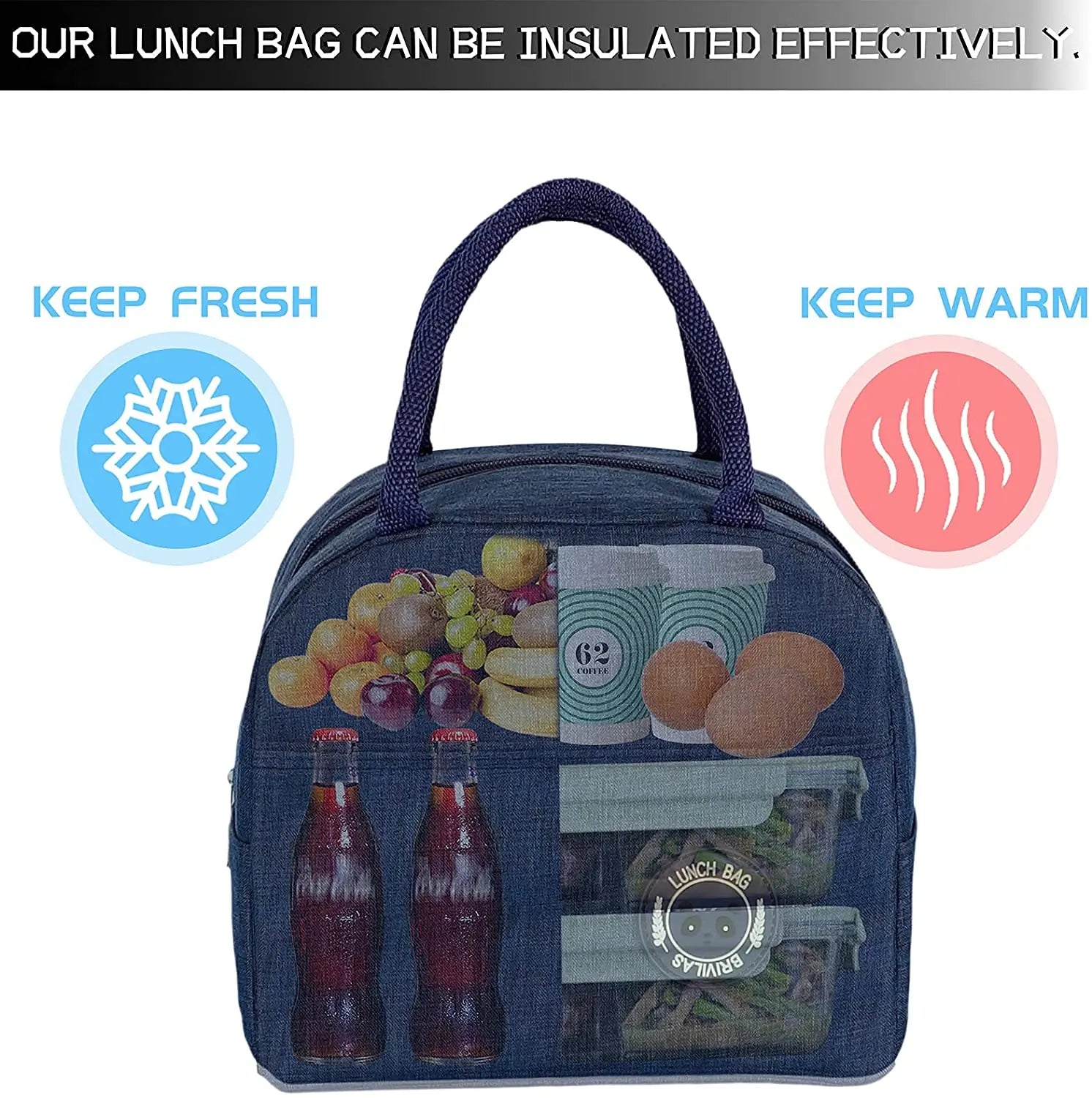 Portable Thermal Lunch bag Food Picnic Cooler Canvas for Women Bags Lunch Box Bags Picnic Handbag Insulated Small food cooling