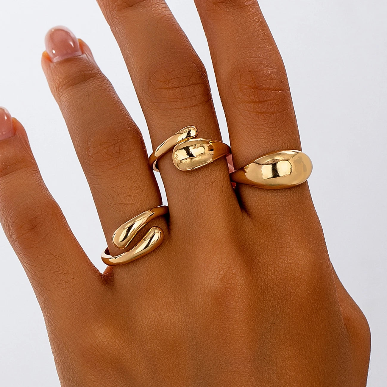 3-Piece Set of Women's Rings, Stylish and Unique, Adjustable Open Design, Simple Ol Style Rings, Suitable for Daily Wear