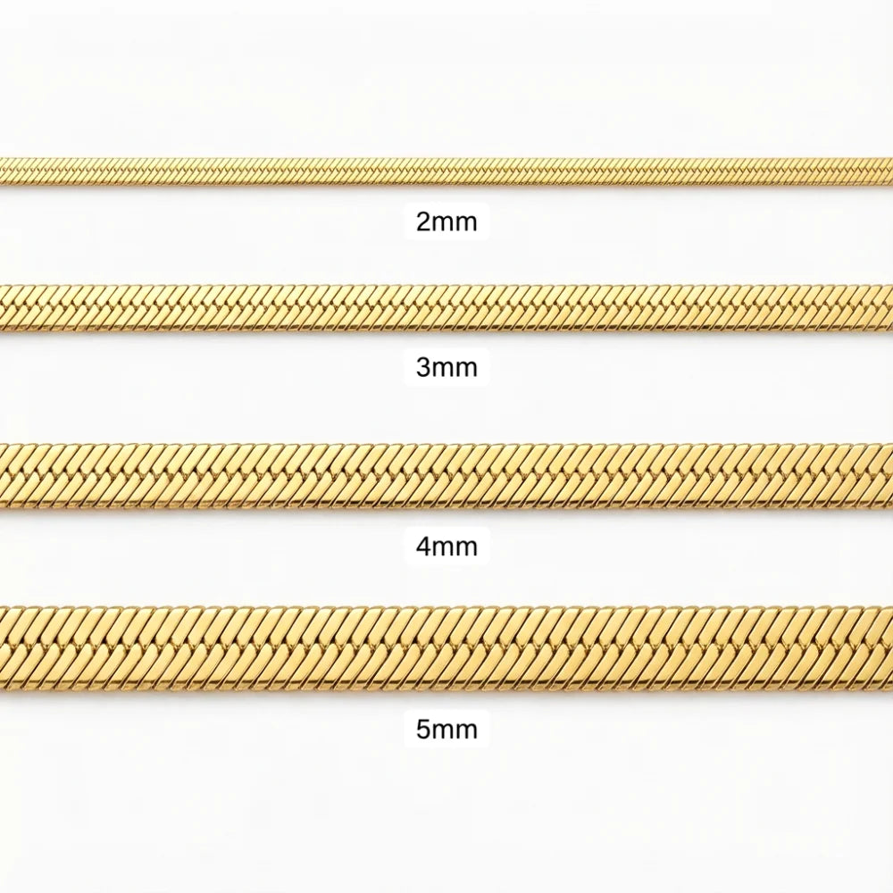 Minimalist Unisex Snake Choker Chain Necklace Stainless Steel Herringbone Gold Plated Boho Vintage Jewelry Gift For Women Men