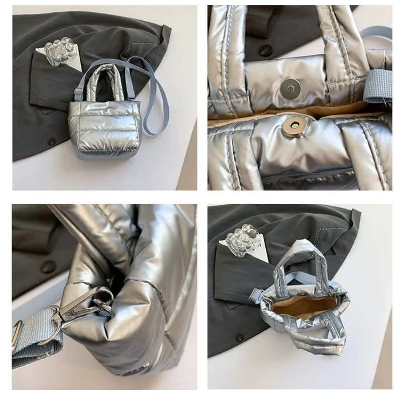 Women Bags Woman Puffy Lightweight Handbag LargeCapacity Quilted Shoulder Bag Adjustable Strap Puffer Tote Handbag Shopping Bag