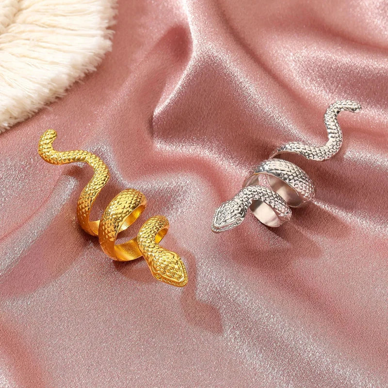 Metal Snake Rings for Women Men Exquisite Punk Exaggerated Animal Ring Vintage Versatile Hiphop Street Accessories Jewelry Gifts