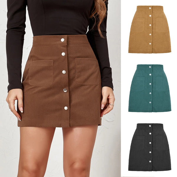 Women Skirts New Corduroy Package Buttocks Short Skirt 2023 Autumn Winters Pure Color women's Clothing Casual Vestidos WSL5135