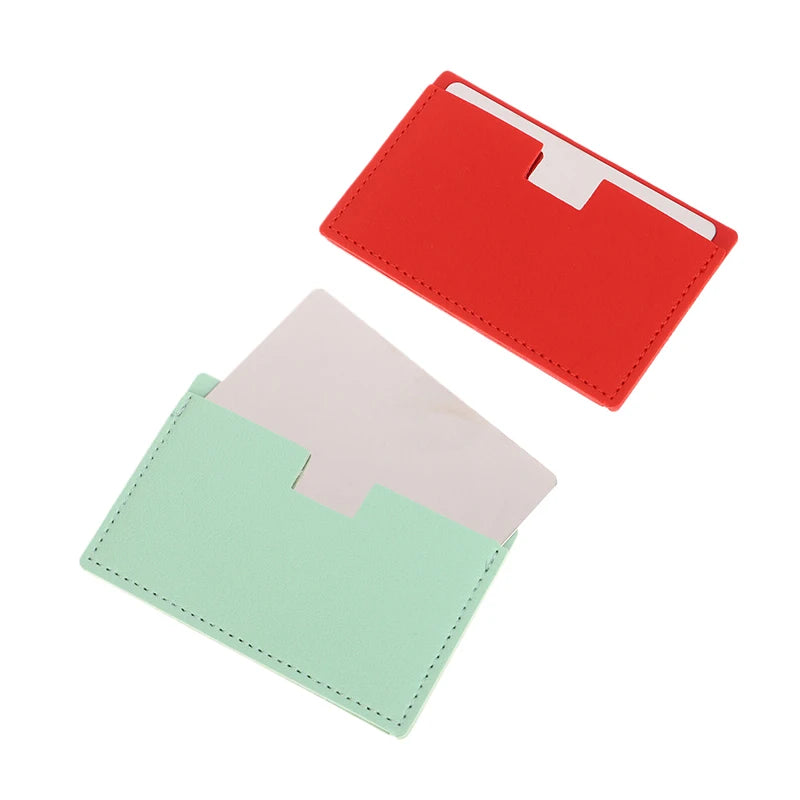 【Portable Mini Unbreakable Makeup Mirror Shatterproof Pocket Cosmetic Mirror PU Leather Stainless Steel Card】