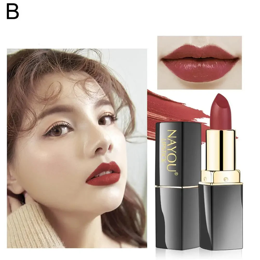 Moisturizing Lipstick Long Lasting Waterproof Lip Stick Classic Lip Tint Pigmented Highly Smudge-free Finish Velvet Makeup W3K3