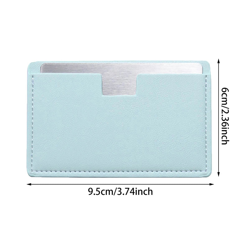 【Portable Mini Unbreakable Makeup Mirror Shatterproof Pocket Cosmetic Mirror PU Leather Stainless Steel Card】