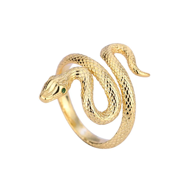 Original 925 Sterling Silver Gold Snake Rings For Women Counple Wedding Engagement Silver Women's Vintage Ring Fine Jewelry