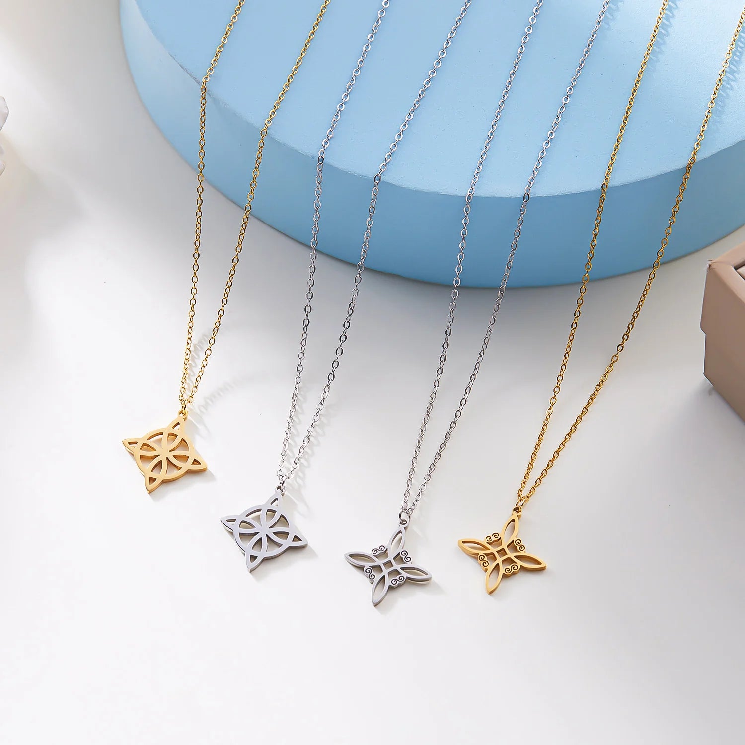 Skyrim Wicca Witchcraft Witch Knot Necklace Stainless Steel Necklaces Fashion Jewelry Gift For Women Girl