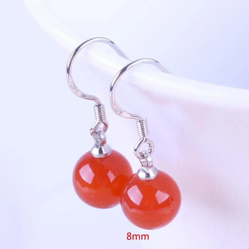 White Opal Bead Earrings Korean Silver Plated Drop Earrings For Women Earing Jewelry Earings Cat's Eye Stone Earring CF7